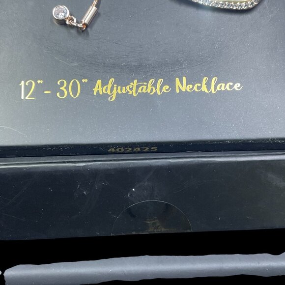 Cubic Zirconia Necklace Earring Set Adjustable Glam Sparkly Gift Holiday New - Picture 7 of 10